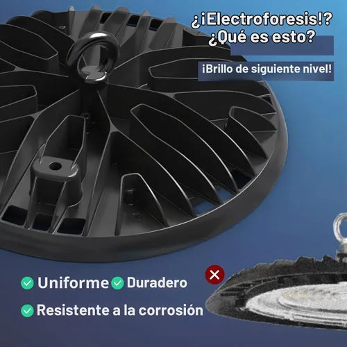 Vista 4 de HYPERLITE UFO LED High Bay Light: 150W 19500LM High Bay LED Luces de tienda con enchufe de 6 pies - 5000K IP65 LED Warehouse Luces para taller