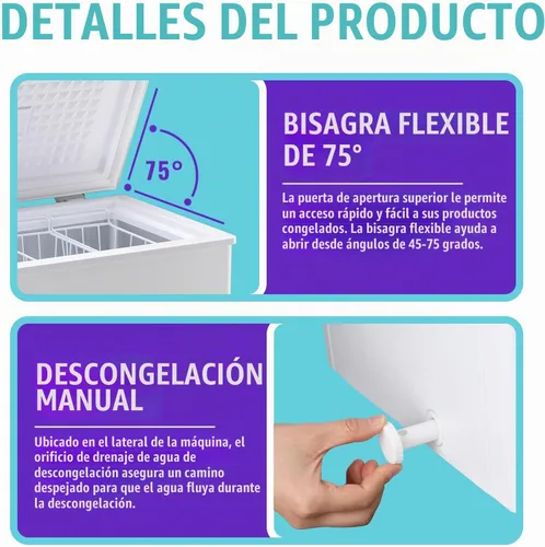 Vista 7 de DEMULLER Congelador de pecho, pequeña máquina de congelación profunda blanca de 4.0 pies cúbicos, compacta con puerta superior abatible y panel