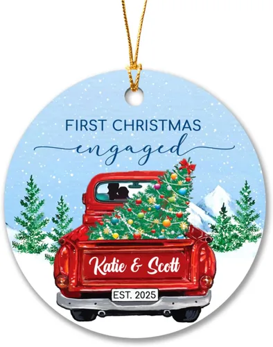 Vista 15 de Adorno personalizado de Our Christmas As A Family of Three 2025 – Primera Navidad como familia de 3 zorros – Regalos para padres recién nacidos