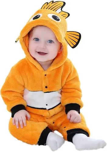 Vista 31 de Mameluco unisex de franela para bebé, disfraz de animal con capucha de dibujos animados