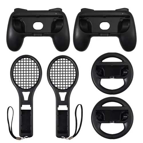 Vista 2 de LiNKFOR 3 in 1 Joy-Con Accessories Bundle for Nintendo Switch Tennis Racket for Mario Tennis Aces Game Grips Handle for Nintendo Switch Joy-Con