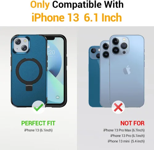 Vista 9 de jaroco Funda para iPhone 13, con [protector de pantalla de privacidad] [soporte magnético con patilla] [compatible con MagSafe], funda de teléfono