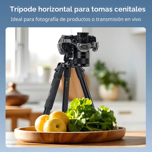 Vista 4 de SmallRig CT25 Trípode horizontal de 64.5 pulgadas para iPhone y cámara, con soporte para teléfono y bolsa de transporte, trípode ligero de aluminio