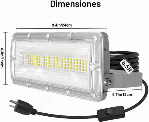 Vista 7 de Kekeou - Luz de inundación LED de 30 W con enchufe de cable de 6.5 pies 6500LM 5000K luz de seguridad