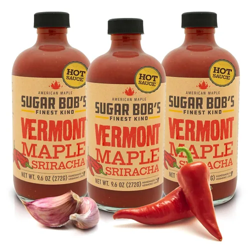 Vista 10 de Sugar Bob's Finest Kind - Vermont Maple Sriracha, salsa picante dulce y picante original, ingredientes totalmente naturales, peso neto 9.6 onzas
