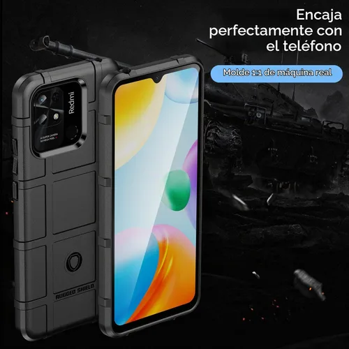Vista 2 de CCSmall Funda para Xiaomi Redmi 10A Resistente Protección A Prueba De Negro
