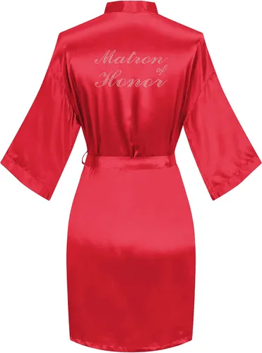 Vista 42 de Bata de boda para mujer, para novia, dama de honor, corta, de satén, kimono, batas de seda para prepararse, fiesta nupcial