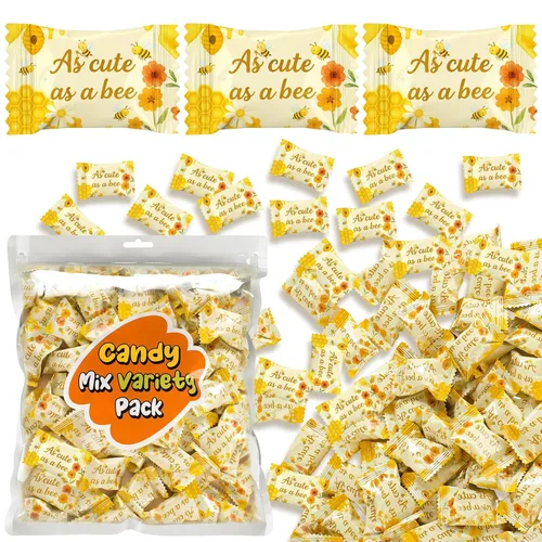Vista 12 de Naucoos Dulces de baby shower para niña, bolsa de 26.5 onzas, 150 mentas duras a suaves, envueltas individualmente, caramelos rosados para baby