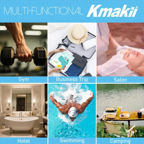 Vista 4 de KMAKII Toallas de baño desechables para campamento, toalla de gimnasio, toalla de ducha suave, gruesa y absorbente, para viajes, hotel, spa y viajes