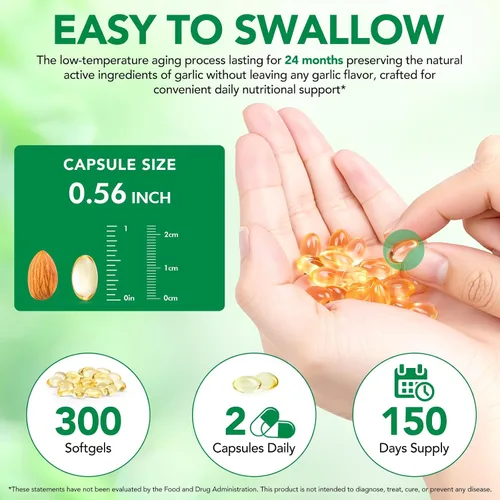 Vista 7 de Cápsulas de extracto de ajo envejecido, cápsulas suaves de ajo de apoyo inmunológico y antioxidante, apoya la salud cardíaca y circulatoria, tómalo