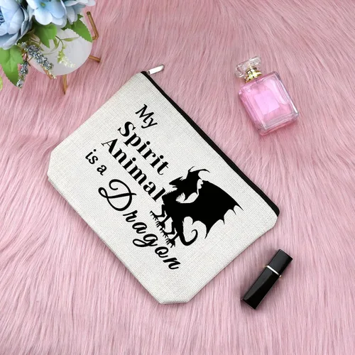 Vista 3 de Sfodiary Bolsa de maquillaje con temática de animales para amantes de las ranas para amantes del conejillo de Indias Dragón, cumpleaños, Navidad