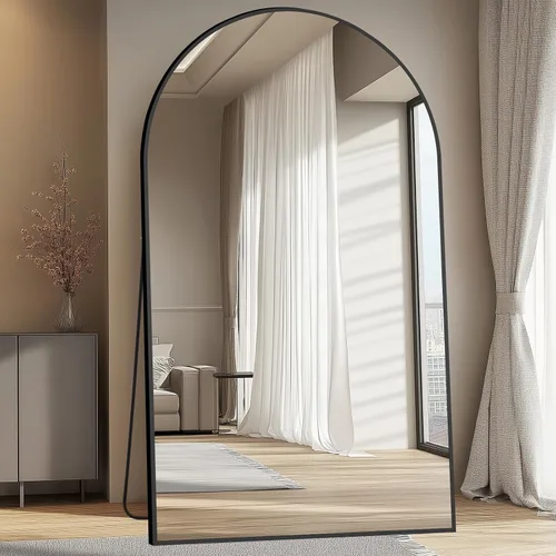Vista 2 de MELOMOIR - Espejo de piso grande de 76 x 44 pulgadas, espejo independiente arqueado de longitud completa para dormitorio, sala de estar, vestidor