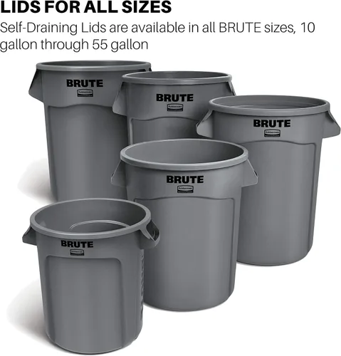 Vista 5 de Rubbermaid Commercial Products BRUTE - Tapa redonda para basura/basura, color negro, compatible con contenedor BRUTE de 32 galones, paquete de 6
