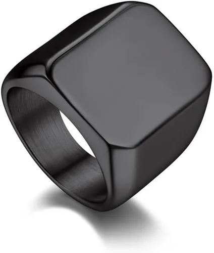 Vista 11 de Bandmax Anillos de sello para hombre, acero inoxidable, chapado en oro de 14 quilates, negro, minimalista, simple, anillo para hombres y mujeres