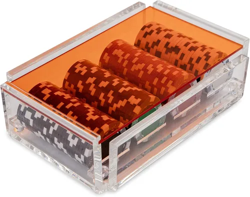 Vista 9 de La Ficha - Juego de fichas de póquer, 100 fichas resistentes y resistentes, incluye 4 fichas de color para jugar, caja de acrílico hecha a mano
