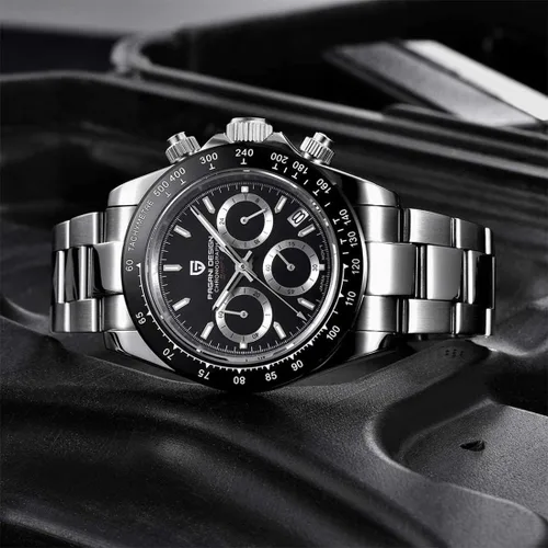 Vista 3 de RollsTimi Pagani Design Reloj para hombre multifunción Reloj deportivo para hombre Cronógrafo de cuarzo Japón VK63 Movimiento Correa de acero