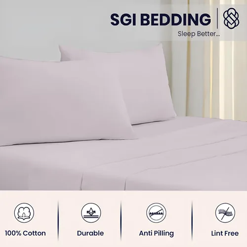 Vista 3 de SGI Bedding - Juego de sábanas para cama Twin, algodón egipcio 100% suave de lujo, color azul claro, 1000 hilos 02 - Gris claro