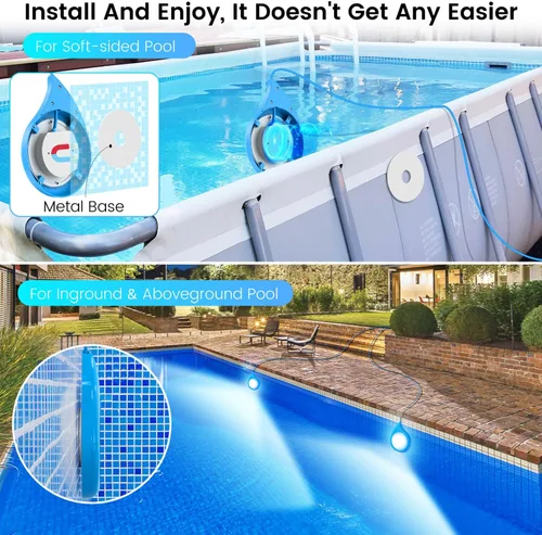 Vista 2 de LyLmLe - Luz LED para piscina, luz sumergible regulable RGB de 20 W con aplicación e imán 800lm, IP68 impermeable cambio de color 12V luces