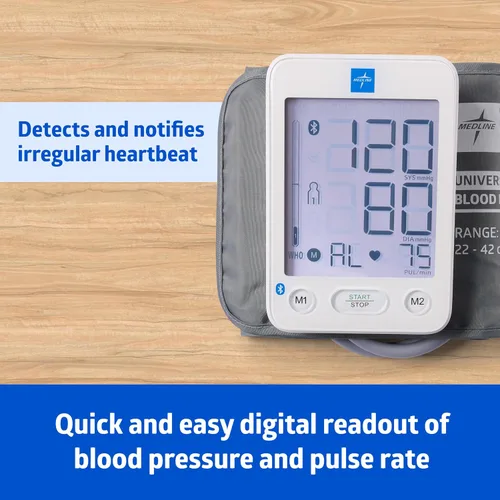 Vista 2 de Monitor de Presión Arterial Bluetooth Medline, Brazalete Universal para Parte Superior del Brazo, Pantalla LCD Digital, Integración con Aplicación