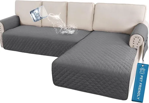 Vista 8 de H.VERSAILTEX Fundas de sofá para sofá seccional, 2 piezas, funda de sofá en forma de L, 100% impermeable y lavable, protector de sofá para perros