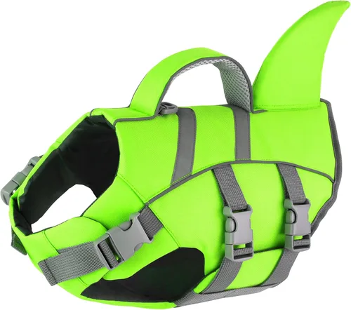 Vista 9 de Dogcheer Chaleco salvavidas para perro, tiburón, chaleco salvavidas reflectante para nadar en barco, chaleco de natación ajustable para cachorros