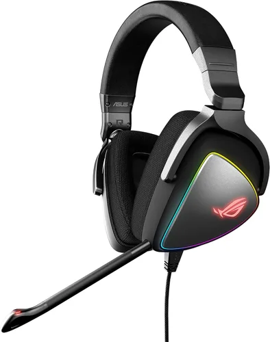 Vista 11 de ASUS Auriculares RGB ROG Delta Hi-Res ESS Quad-DAC, efecto de iluminación circular RBG Conector USB-C para PC, consolas y juegos móviles
