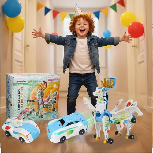 Vista 3 de Juguete de automóvil de dinosaurio que se transforma en colisión, 2 autos magnéticos que se transforman en juguetes de dinosaurio para niños, niñas