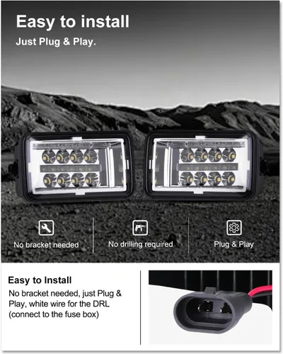 Vista 7 de Kiwi Master Faros antiniebla F150 mejorados para Ford F-150 2015-2020 – Kit de montaje de luces antiniebla LED de 4 pulgadas, juego de lámparas