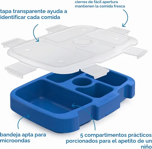Vista 3 de Bentgo Bandeja de repuesto para niños, cubierta transparente, 5 Azul