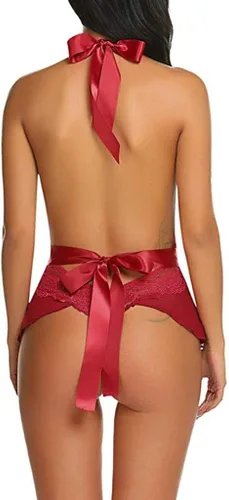 Vista 4 de RHWHOGLL Sexy One Piece Lingerie for Women Naughty Lace Bodysuit Deep V Teddy Slutty Lace Babydoll Nightgown A1