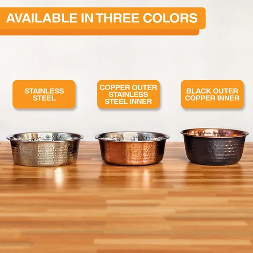 Vista 6 de Neater Pet Brands Cuencos decorativos martillados de diseño, platos de lujo prémium para perros y gatos (tamaño pequeño, negro cobre)
