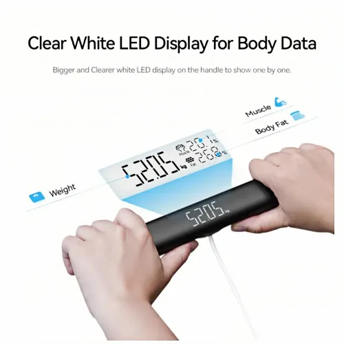 Vista 3 de Báscula de composición corporal, báscula digital inteligente que mide IMC, grasa corporal, masa muscular, tecnología de 8 electrodos, 400 libras