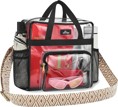 Vista 32 de MAY TREE Bolsa transparente para eventos en estadios de 12 x 6 x 12 pulgadas, bolsa de almuerzo transparente con correas reforzadas para trabajo