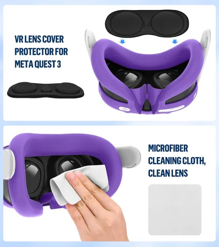 Vista 6 de Silicone Cover Set Compatible with OculusMeta Quest 3, Touch Controller Grips Cover, VR Shell Cover, Facial Interface Cover, Protective Lens Cover