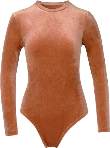 Vista 4 de Bonnorth Body de terciopelo para mujer, cuello redondo, manga larga, tanga, overol básico