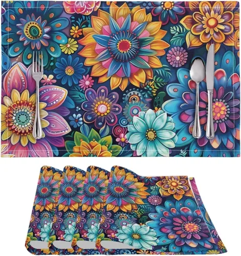 Vista 15 de BIGCARJOB Mantel individual de diseño personalizado, 4 piezas, tapete de mesa resistente al corazón, 12 x 18 pulgadas 1-diseño personalizado