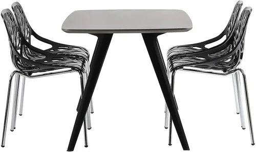 Vista 7 de Bonnlo Juego de 4 sillas de comedor apilables modernas, negras, sillas de plástico de abedul para comedor, sala de estar, oficina