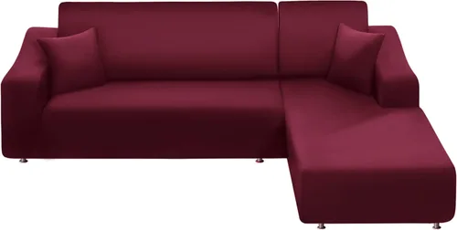 Vista 11 de NAISI Funda para sofá en forma de L, 2 piezas, funda elástica suave con 2 fundas de almohada, protector de muebles, fundas de sofá seccional de 3
