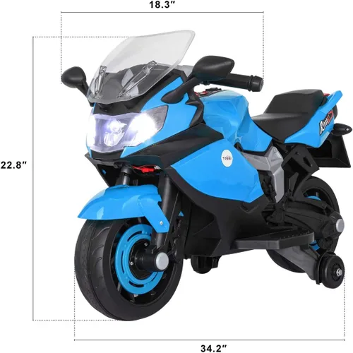 Vista 8 de JAXPETY Motocicleta de paseo para niños de 6 V con rueda de entrenamiento, motocicleta eléctrica a batería para niños de 3 a 8 años, incluye faros