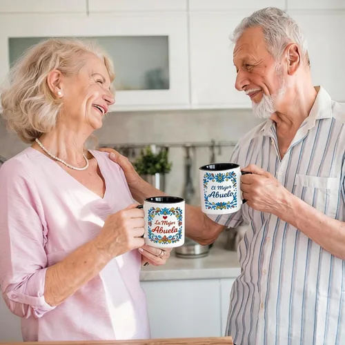 Vista 5 de Breezy Valley Regalos para abuelos españoles, tazas para la mejor abuela y abuelo, juego de tazas de café La Mejor Abuela y El Mejor Abuelo, Regalos