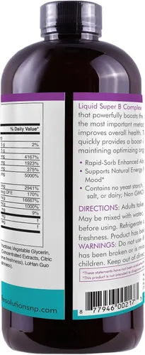 Vista 4 de Life Solutions Liquid Super B Complex -32 oz Aumenta naturalmente los niveles de energía de tu cuerpo
