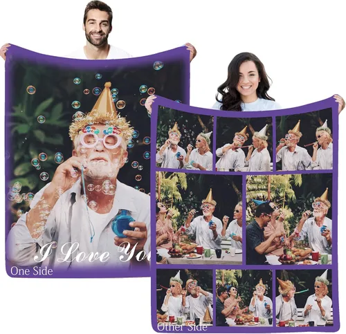 Vista 14 de Regalos personalizados de cumpleaños para el Día del Padre, para papá, abuelo, hombres, manta personalizada con fotos para mi papá, regalos de hija
