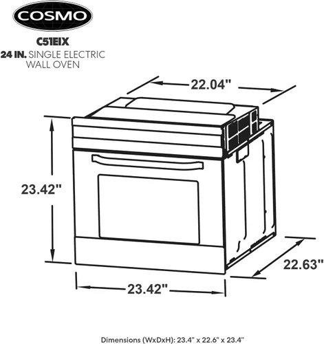 Vista 5 de Horno eléctrico de pared Lumin Coll de 2.9 pies cúbicos de 24 pulgadas