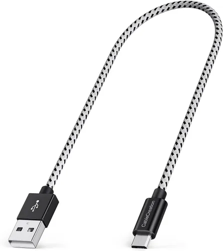 Vista 8 de CableCreation Cable micro USB corto, USB a micro USB 24 AWG cable de carga rápida triple blindado, compatible con PS5/PS4, Raspberry Pi Zero, Negro