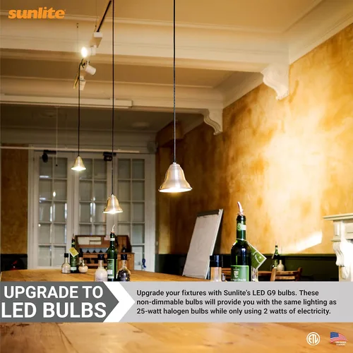 Vista 5 de Sunlite 41192 - Bombilla LED G9 con base de dos pines, 2 W (equivalente a halógeno de 25 W), 200 lúmenes, no regulable, 30 K, blanco cálido, paquete