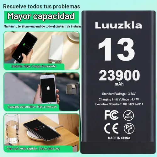 Vista 3 de Batería de 23900 mAh compatible con iPhone 13, batería de gran capacidad compatible con iPhone 13, con kits de herramientas completos, 0 ciclos