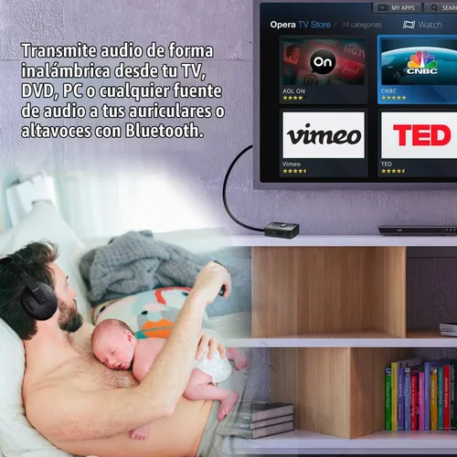 Vista 2 de Transmisor Bluetooth para audio de TV - Adaptador óptico Bluetooth 5.0 de baja latencia - Sin sincronización de labios - Digital Dual Stream Toslink