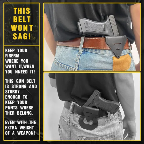 Vista 4 de Leather Gun Belt for Men - 1.5" Concealed Carry Belt - Heavy Duty & Durable
