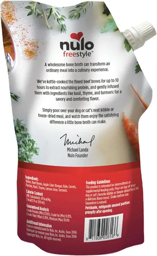 Vista 9 de Nulo Freestyle Caldo de Hueso, Complemento Premium para Comida de Perros y Gatos, con Colágeno y Sulfato de Condroitina para Ayudar a Mejorar