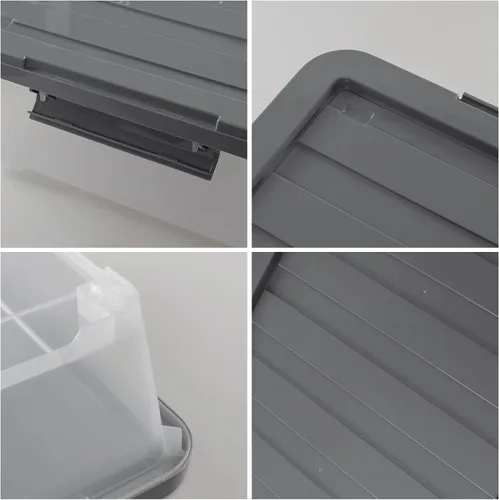 Vista 3 de 4 paquetes de cajas de almacenamiento debajo de la cama de 40 cuartos de galón, de plástico transparente debajo de la cama Plastic Underbed